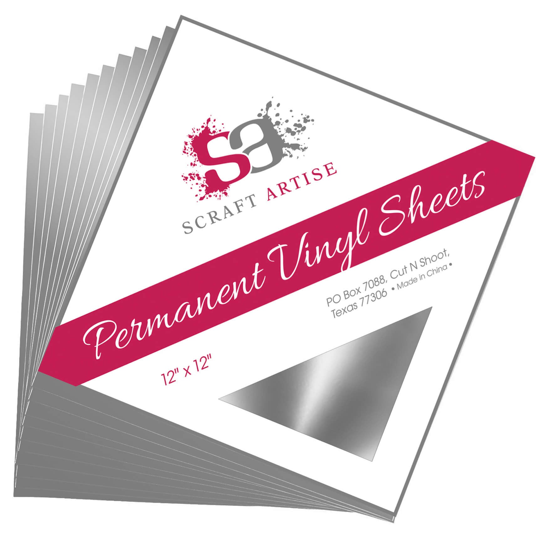 Permanent Adhesive Vinyl Sheets Silver Metallic Gloss by Scraft Artise